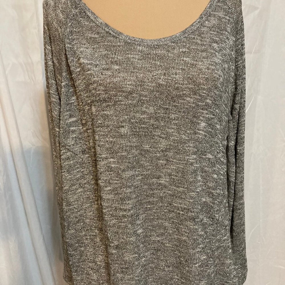 NWT Lane Bryant Silver Metallic blouse with drop back